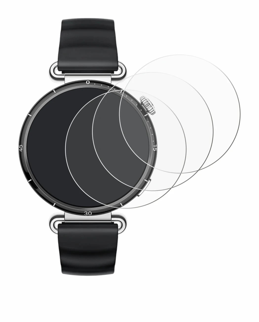 Immagine del dispositivo Huawei Watch GT 6 (41 mm) con un'ampia varietà di protezioni per lo schermo.