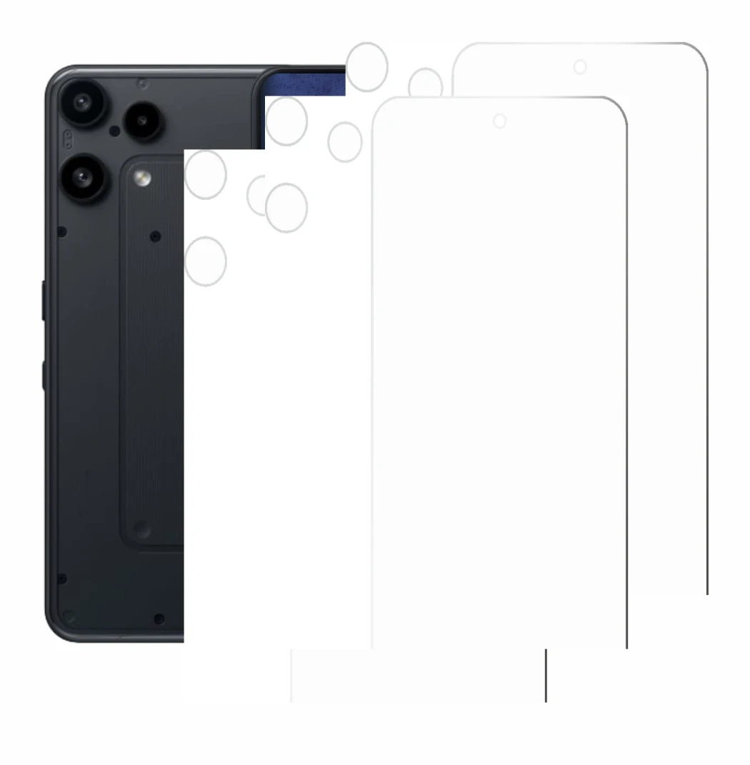 Immagine del dispositivo Nothing Phone (3a) Lite (Fronte+Fotocamera) con un'ampia varietà di protezioni per lo schermo.