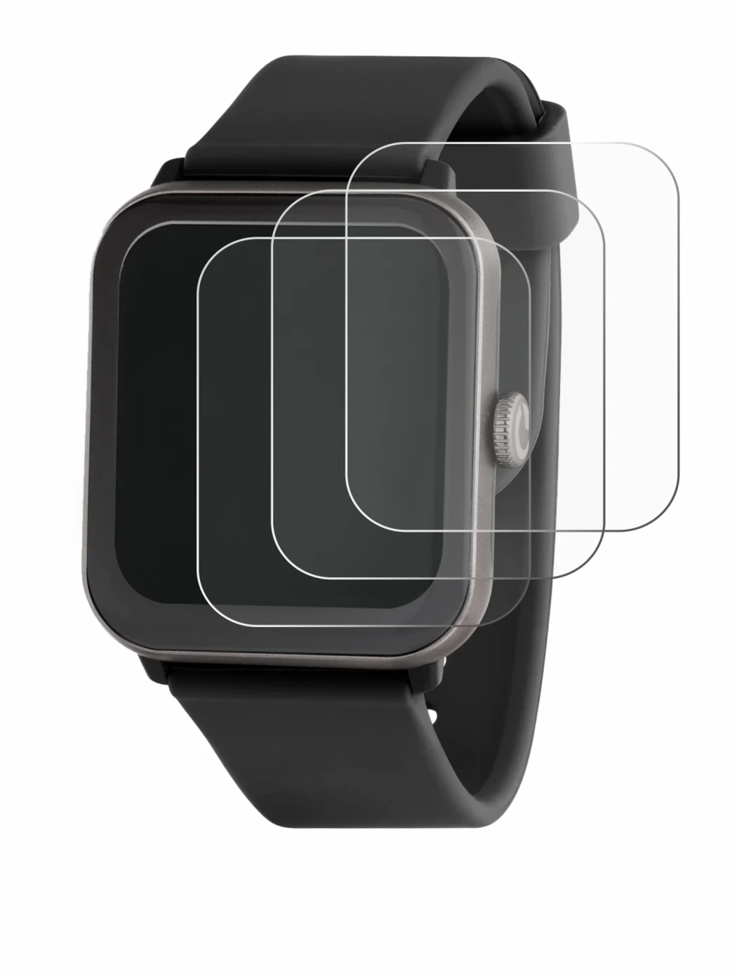 Immagine del dispositivo Sector Smartwatch S-08 con un'ampia varietà di protezioni per lo schermo.