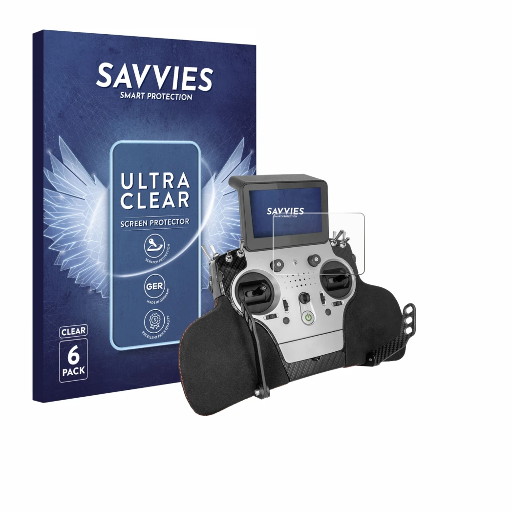 Parte frontale di una confezione del prodotto con il logo del marchio Savvies. Accanto è raffigurato il dispositivo PowerBox S
