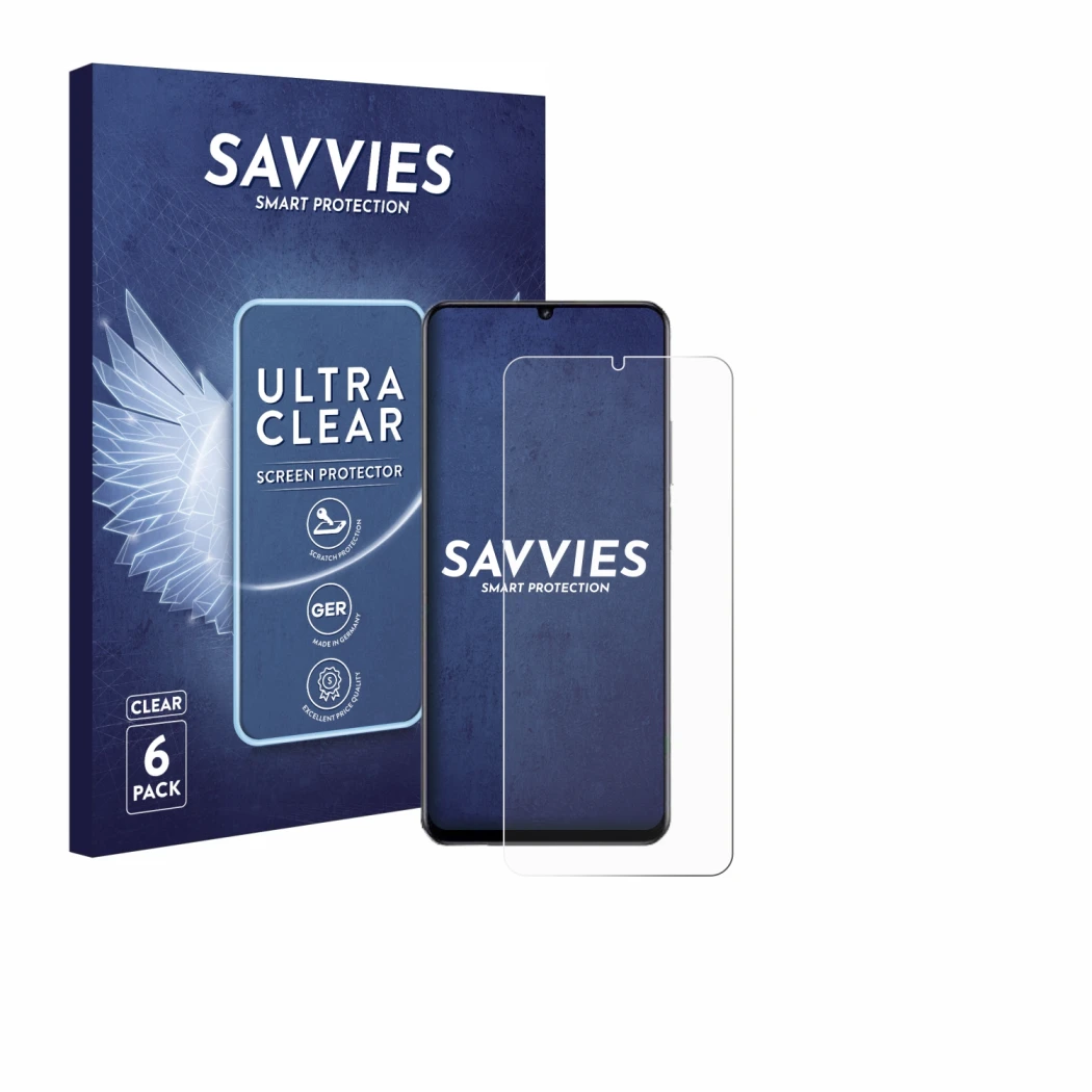 Parte frontale di una confezione del prodotto con il logo del marchio Savvies. Accanto è raffigurato il dispositivo realme Not