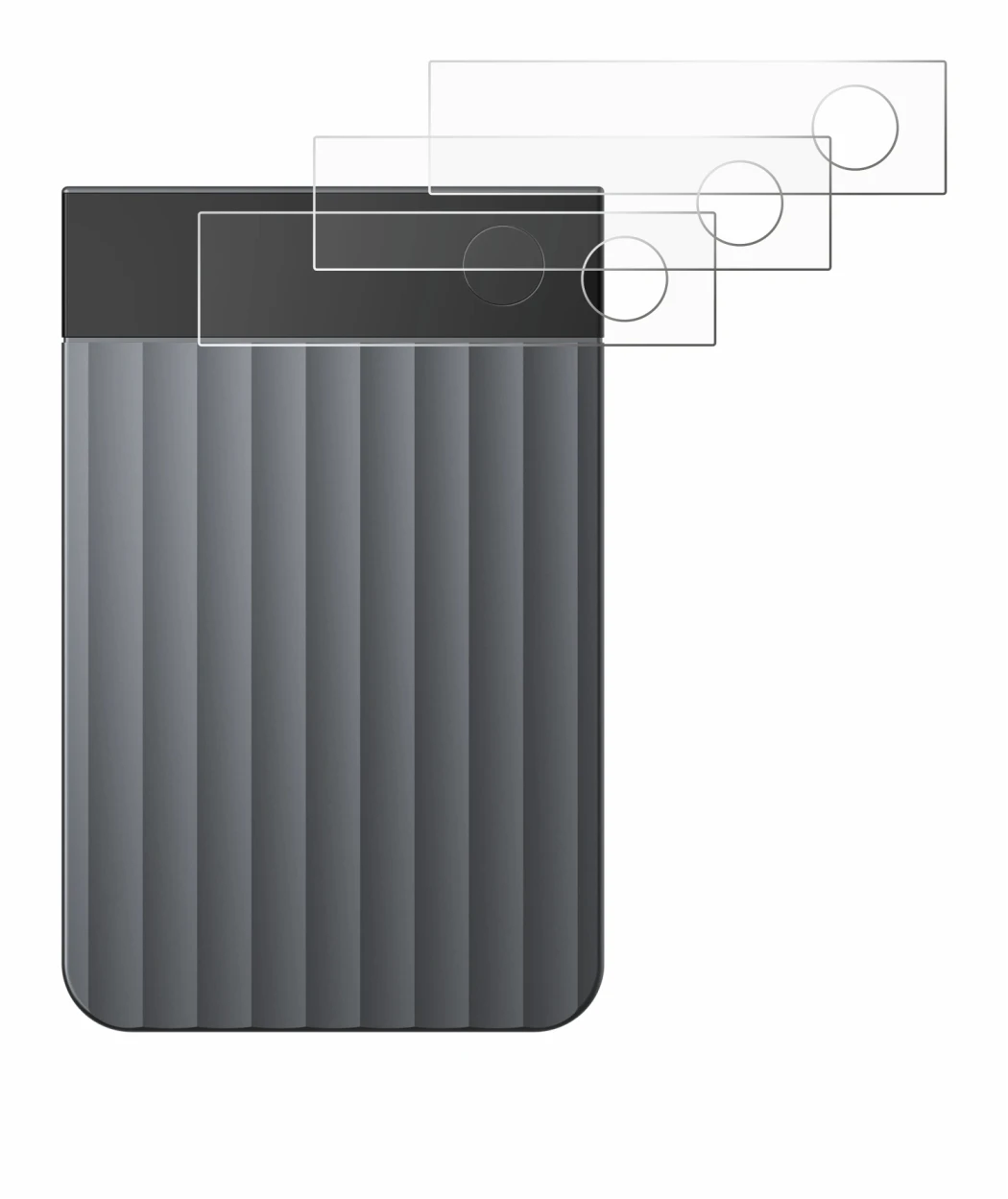 Immagine del dispositivo PLAUD Note Pro con un'ampia varietà di protezioni per lo schermo.