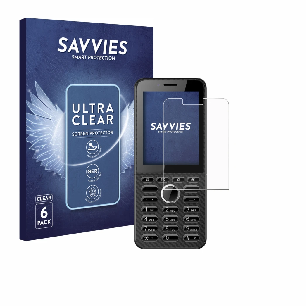 Parte frontale di una confezione del prodotto con il logo del marchio Savvies. Accanto è raffigurato il dispositivo Energizer 