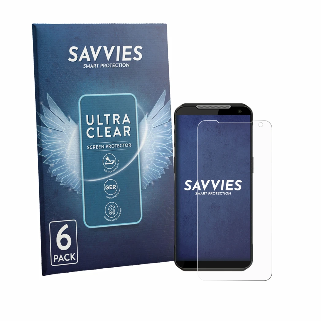 Parte frontale di una confezione del prodotto con il logo del marchio Savvies. Accanto è raffigurato il dispositivo Point Mobi
