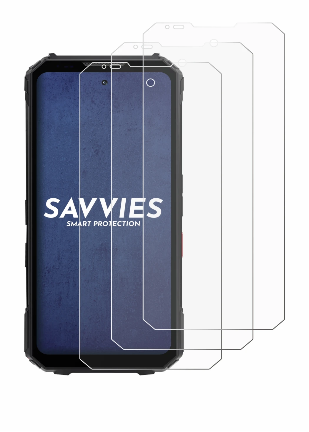 Immagine del dispositivo Doogee V Max LR con un'ampia varietà di protezioni per lo schermo.