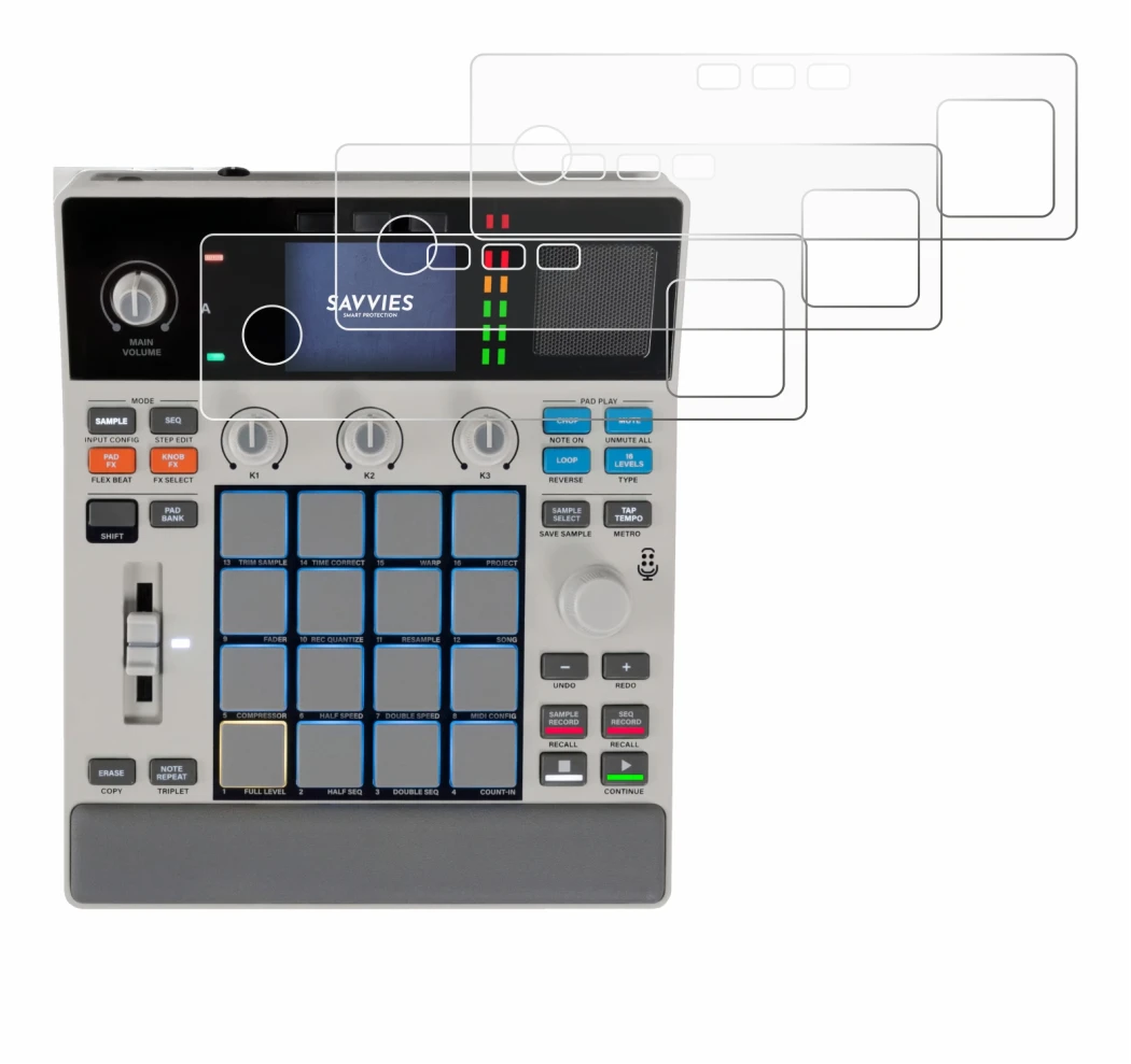 Immagine del dispositivo Akai MPC Sample con un'ampia varietà di protezioni per lo schermo.