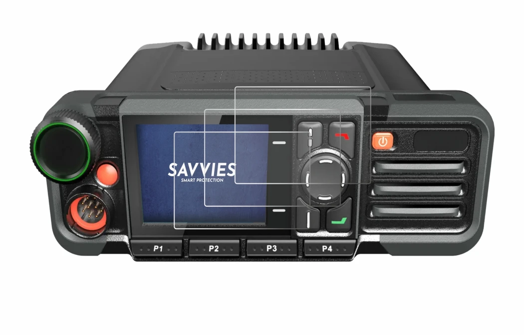 Immagine del dispositivo Hytera HM785 con un'ampia varietà di protezioni per lo schermo.
