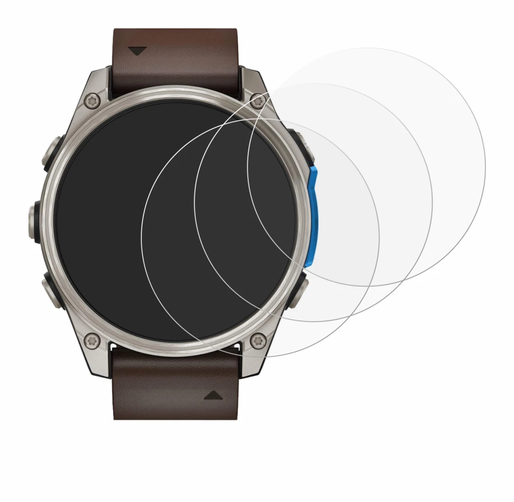 Immagine del dispositivo Garmin D2 Mach 2 (47 mm) con un'ampia varietà di protezioni per lo schermo.