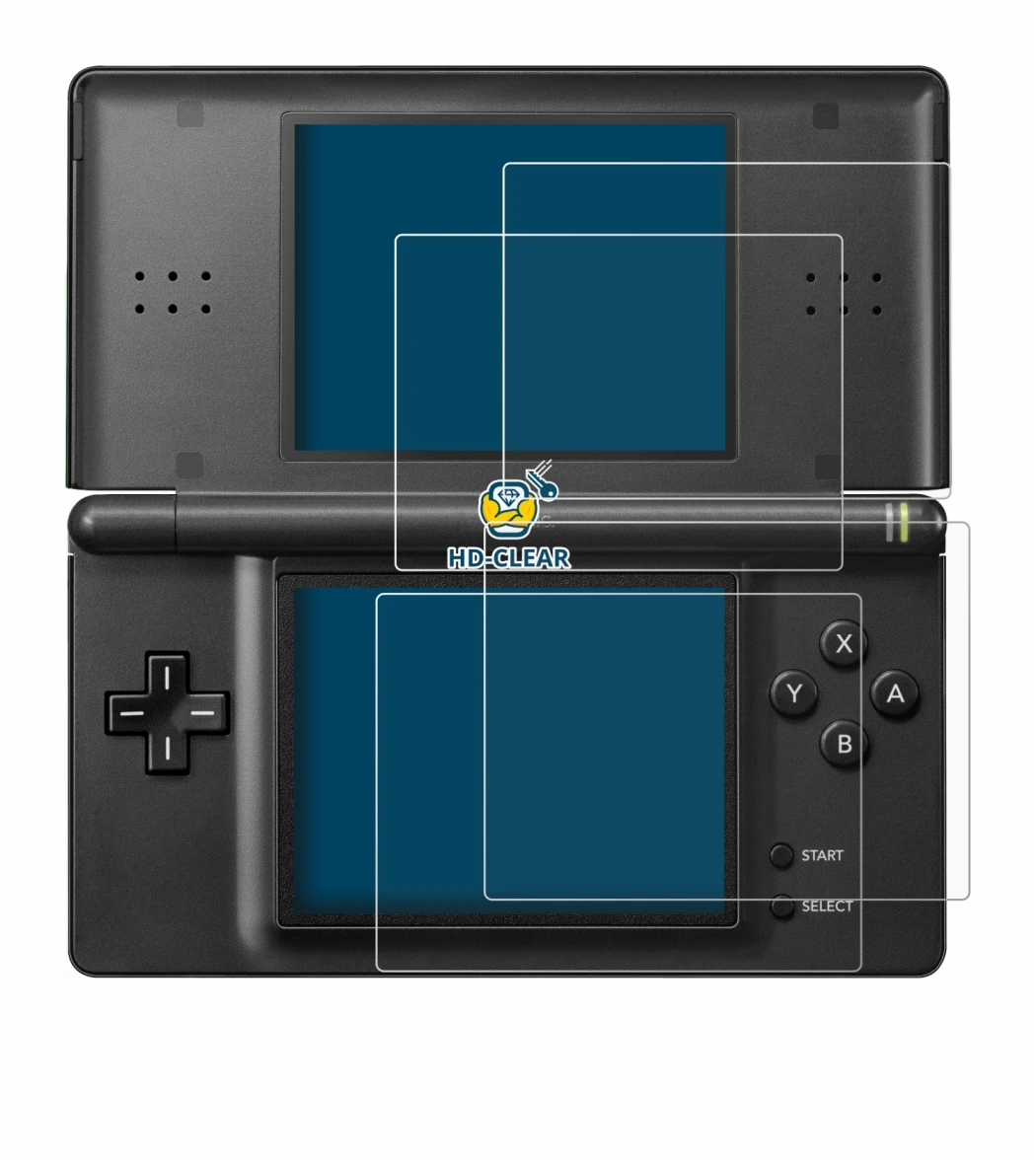 Immagine del dispositivo Nintendo DS LITE con un'ampia varietà di protezioni per lo schermo.