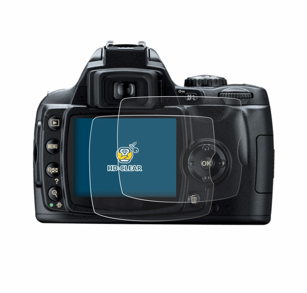 Immagine del dispositivo Nikon D40 con un'ampia varietà di protezioni per lo schermo.