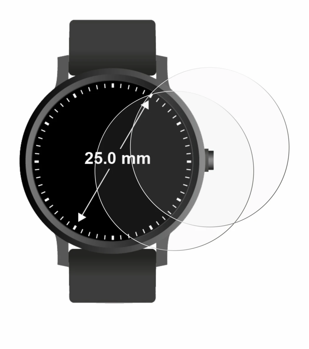 Immagine del dispositivo Orologi (Circolare, ø: 25 mm) con un'ampia varietà di protezioni per lo schermo.