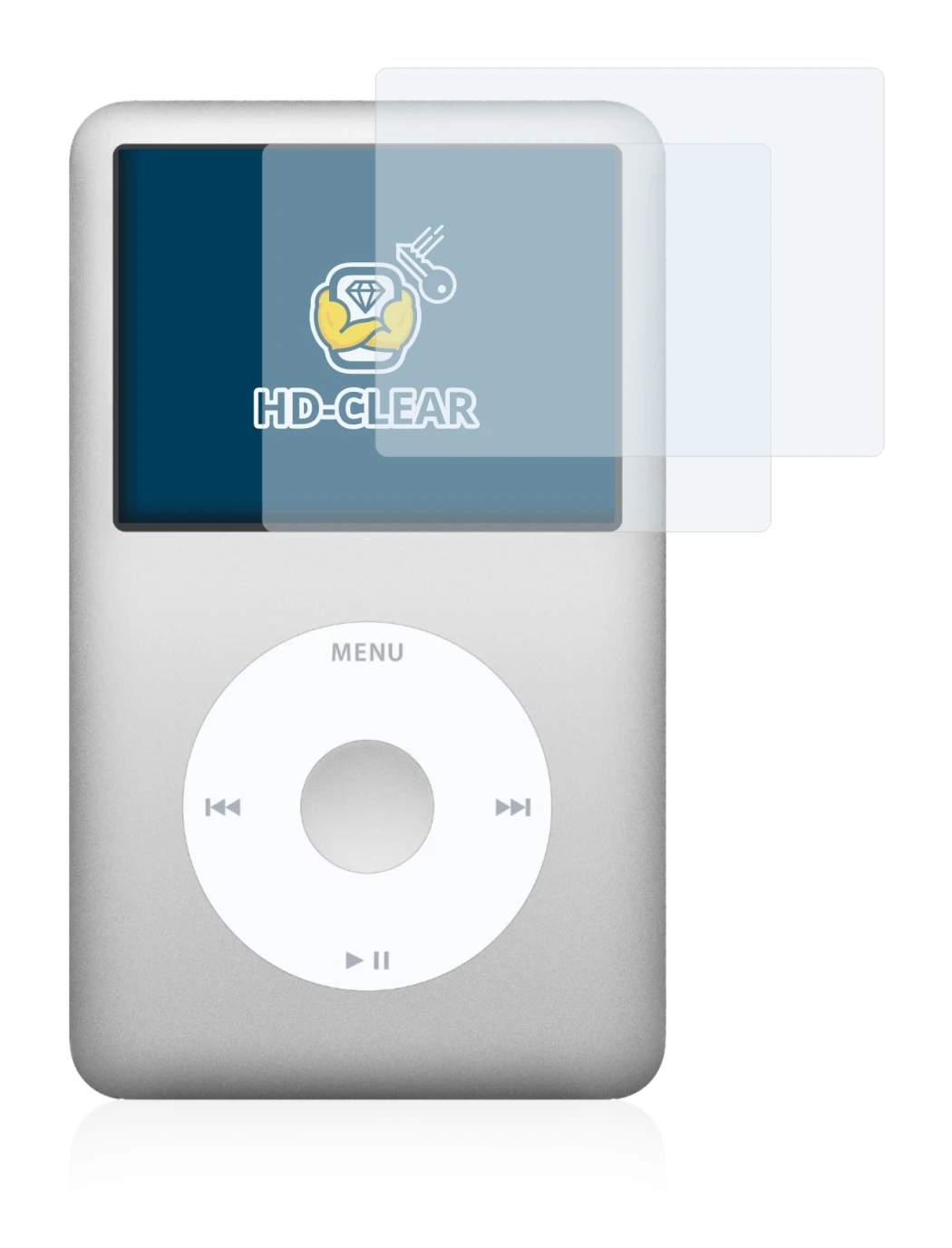 Immagine del dispositivo Apple iPod Classic (6a. Gen.) con un'ampia varietà di protezioni per lo schermo.