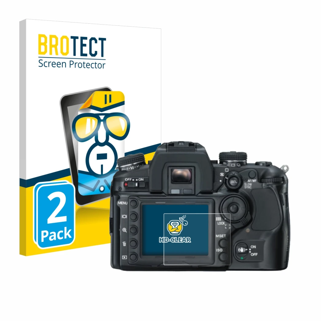 Parte frontale di una confezione del prodotto con il logo del marchio BROTECT. Accanto è raffigurato il dispositivo Konica Min