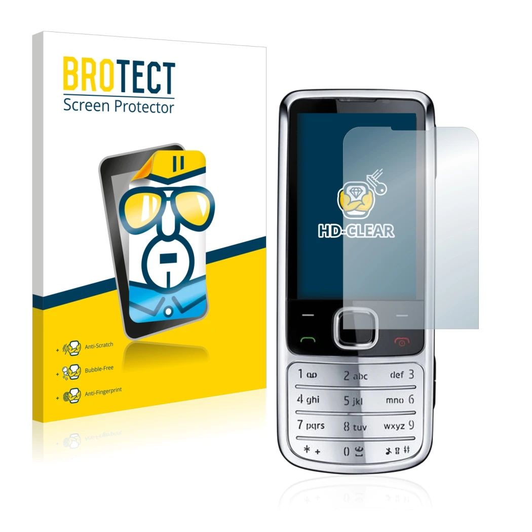 Parte frontale di una confezione del prodotto con il logo del marchio BROTECT. Accanto è raffigurato il dispositivo Nokia 6700