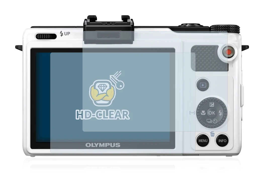 Immagine del dispositivo Olympus XZ-1 con un'ampia varietà di protezioni per lo schermo.