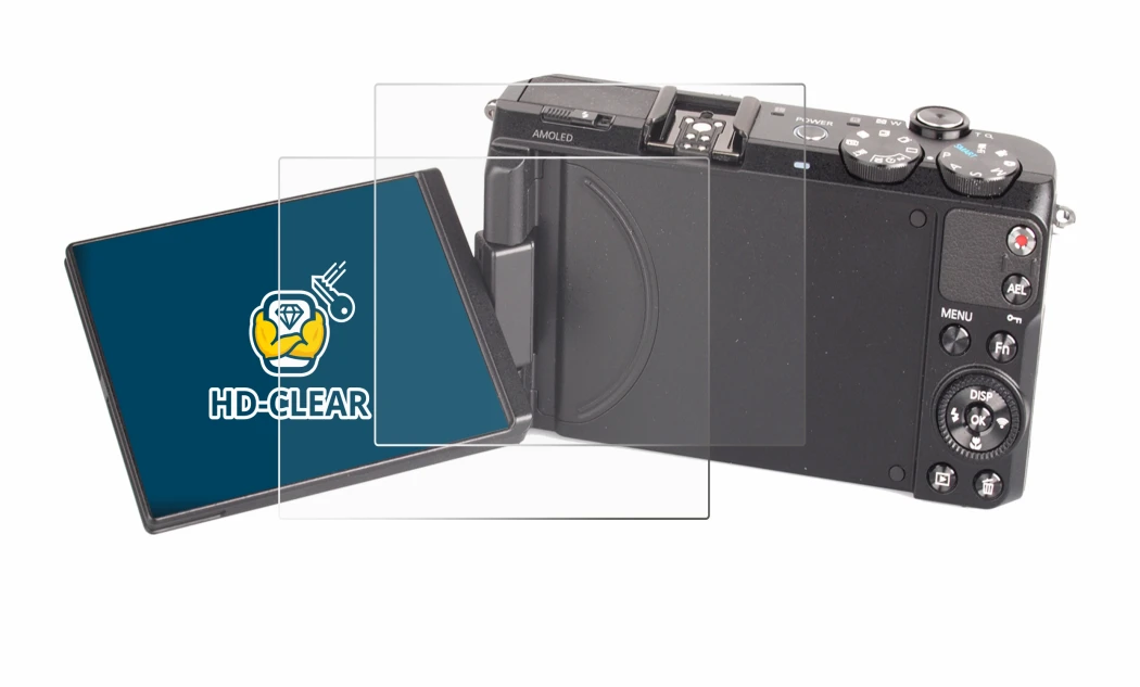 Immagine del dispositivo Samsung EX2F con un'ampia varietà di protezioni per lo schermo.