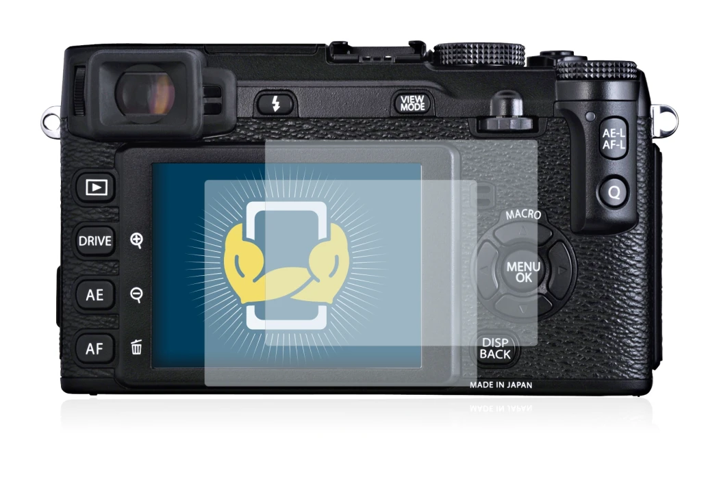 Immagine del dispositivo Fujifilm X-E1 con un'ampia varietà di protezioni per lo schermo.