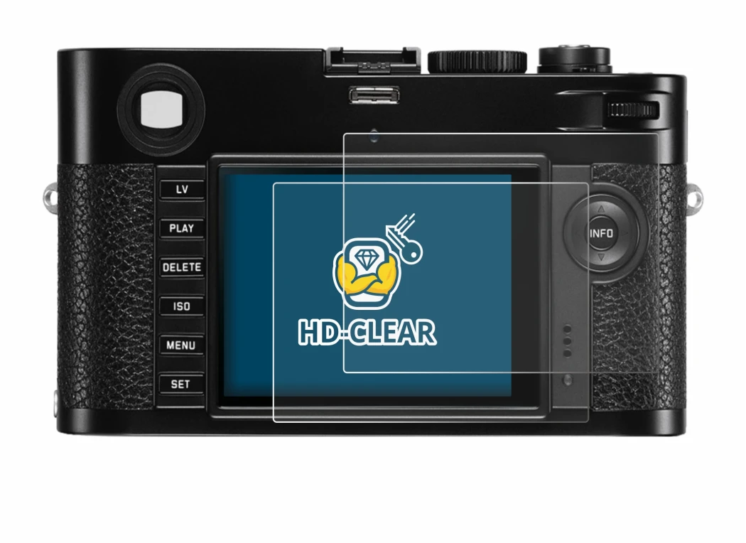 Immagine del dispositivo Leica M (Typ 240) con un'ampia varietà di protezioni per lo schermo.