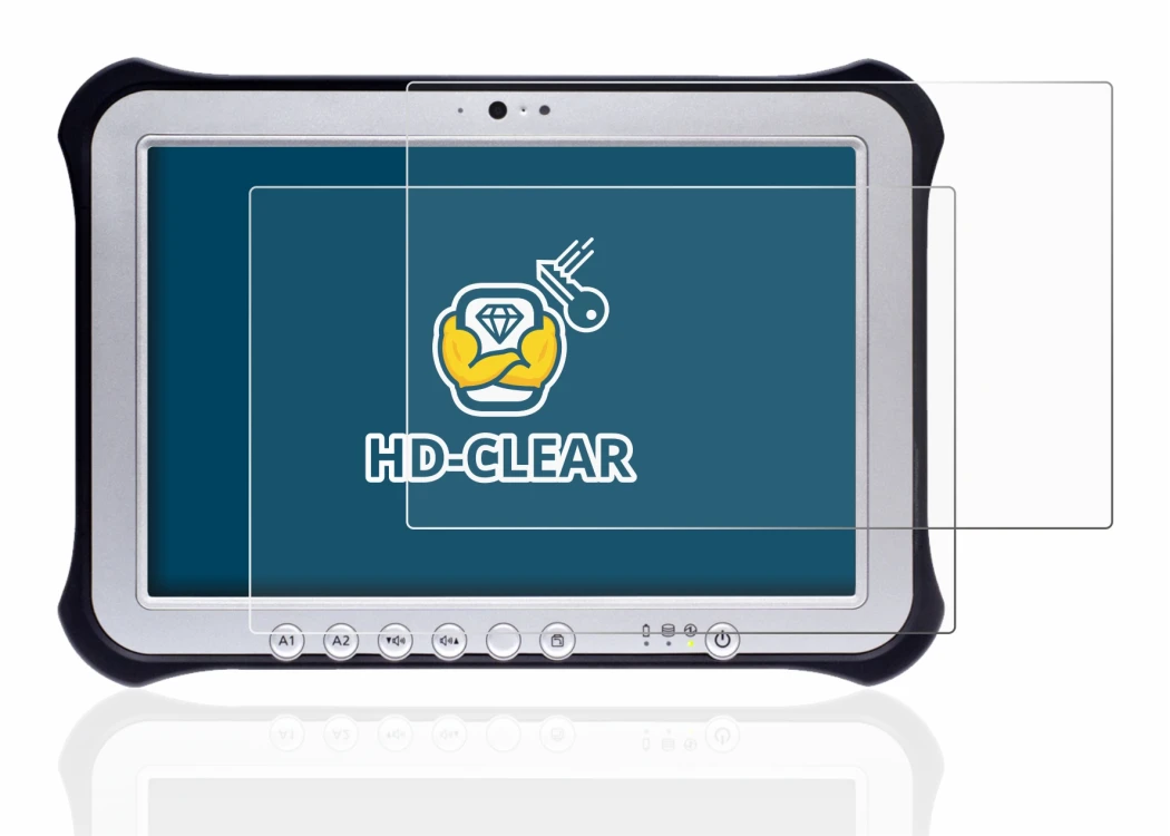 Immagine del dispositivo Panasonic Toughpad FZ-G1 con un'ampia varietà di protezioni per lo schermo.