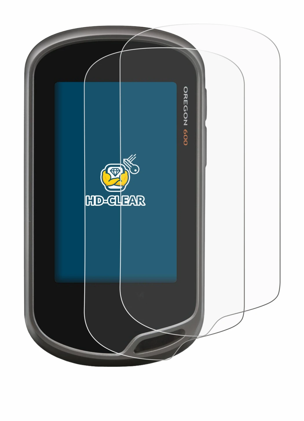 Immagine del dispositivo Garmin Oregon 600 con un'ampia varietà di protezioni per lo schermo.