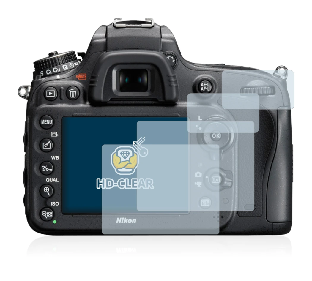 Immagine del dispositivo Nikon D610 con un'ampia varietà di protezioni per lo schermo.
