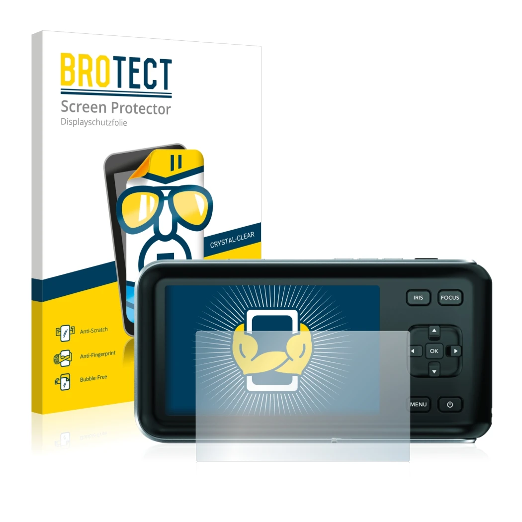 Parte frontale di una confezione del prodotto con il logo del marchio BROTECT. Accanto è raffigurato il dispositivo Blackmagic