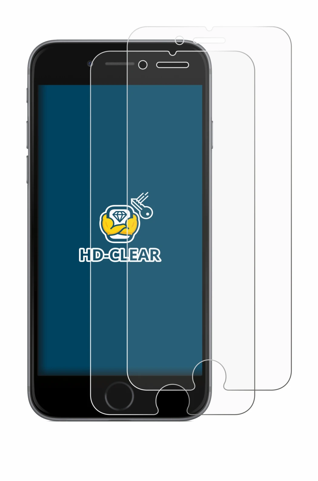 Immagine del dispositivo Apple iPhone 6 con un'ampia varietà di protezioni per lo schermo.