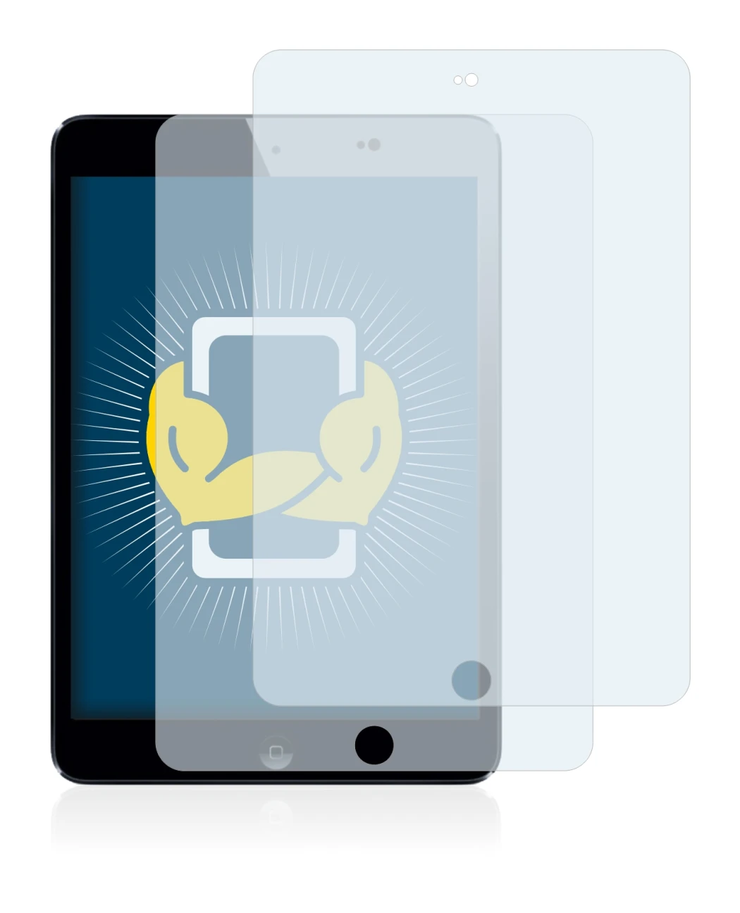 Immagine del dispositivo Apple iPad Mini 3 2014 con un'ampia varietà di protezioni per lo schermo.