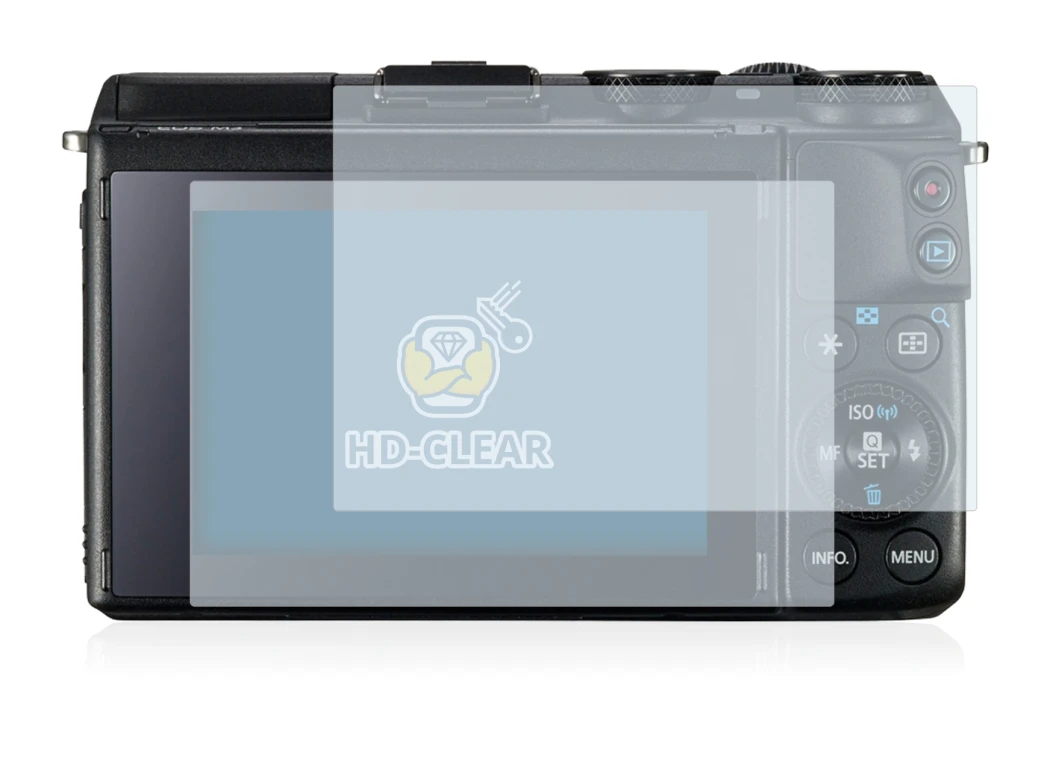 Immagine del dispositivo Canon EOS M3 con un'ampia varietà di protezioni per lo schermo.