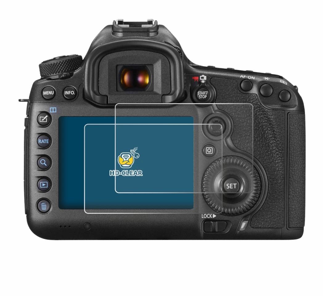 Immagine del dispositivo Canon EOS 5DS R con un'ampia varietà di protezioni per lo schermo.