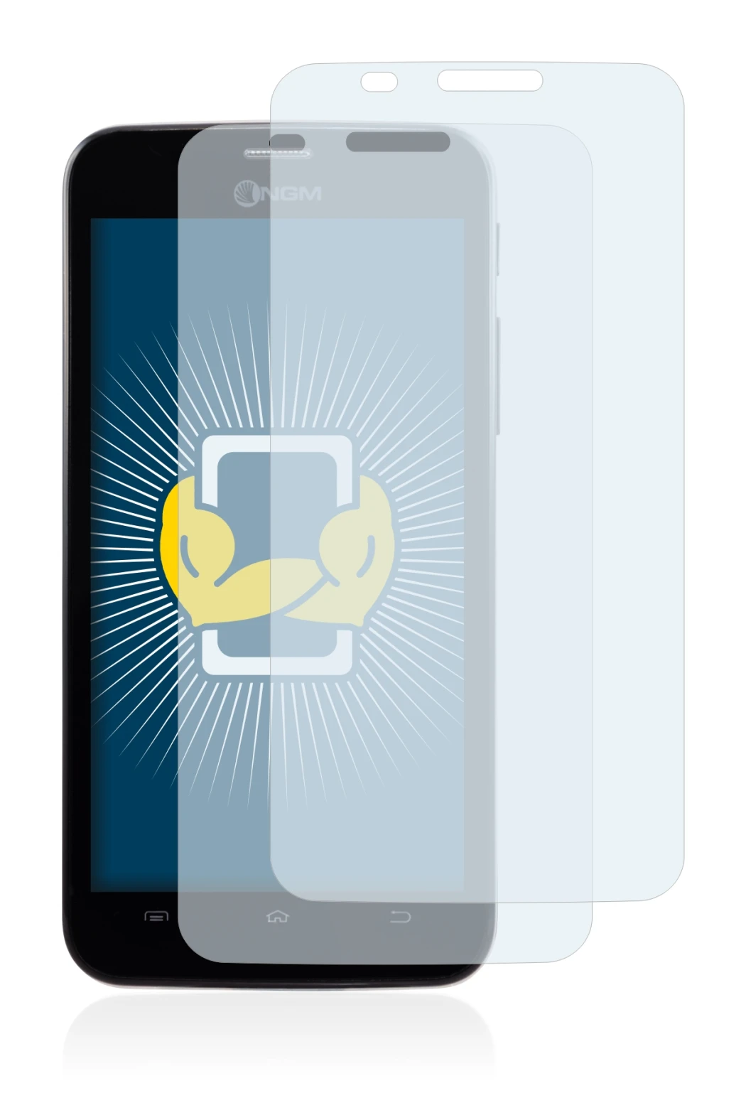 Immagine del dispositivo NGM Dynamic Life con un'ampia varietà di protezioni per lo schermo.