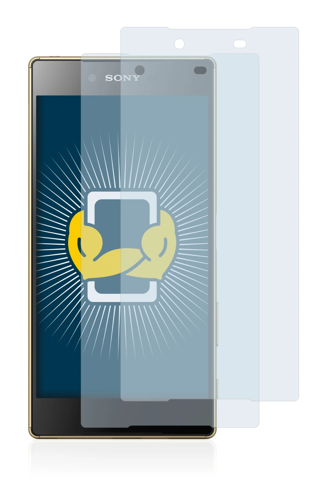 Immagine del dispositivo Sony Xperia Z5 Premium con un'ampia varietà di protezioni per lo schermo.