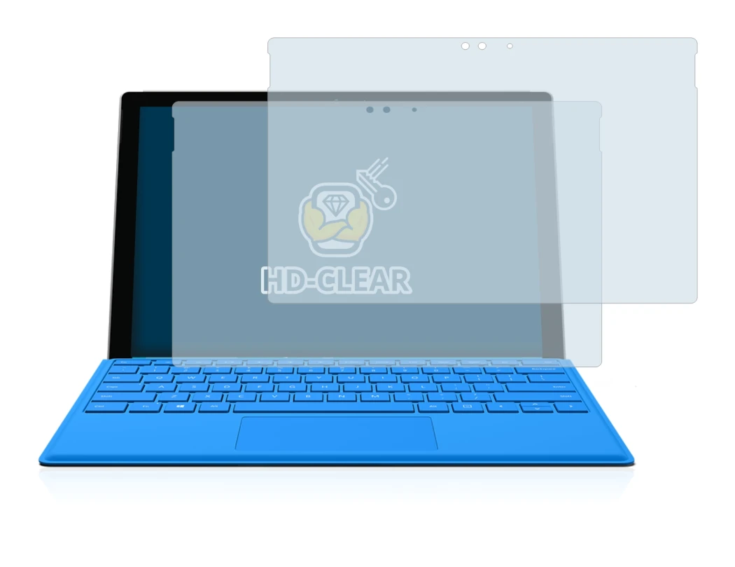 Immagine del dispositivo Microsoft Surface Pro 4 con un'ampia varietà di protezioni per lo schermo.