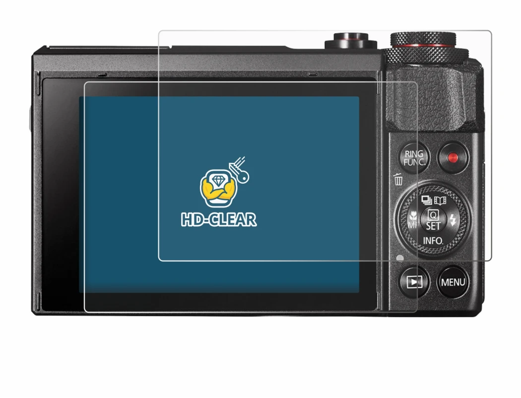 Immagine del dispositivo Canon PowerShot G7 X Mark II con un'ampia varietà di protezioni per lo schermo.