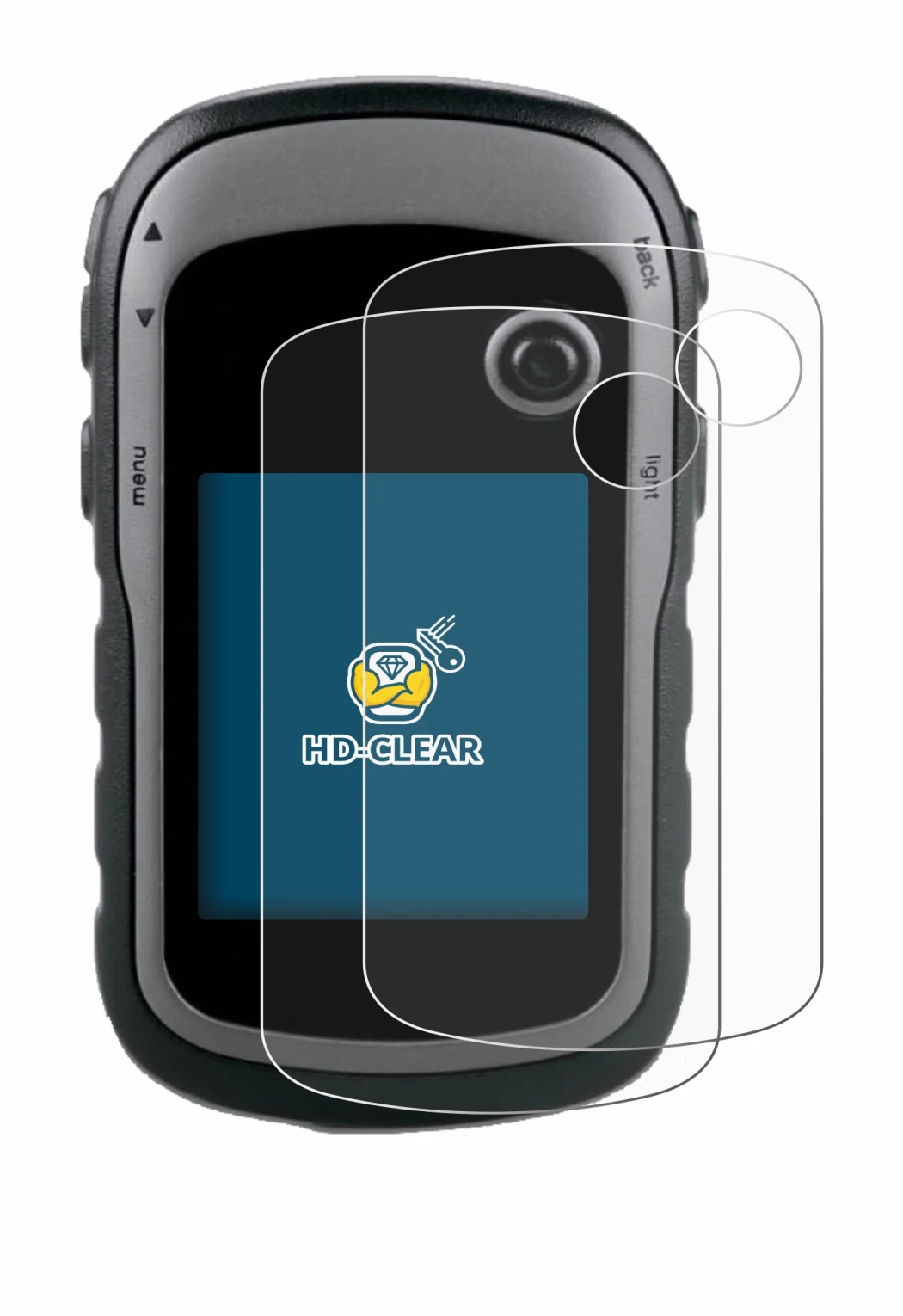 Immagine del dispositivo Garmin eTrex 30x con un'ampia varietà di protezioni per lo schermo.