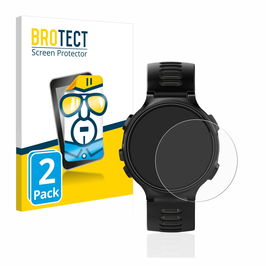 Parte frontale di una confezione del prodotto con il logo del marchio BROTECT. Accanto è raffigurato il dispositivo Garmin For