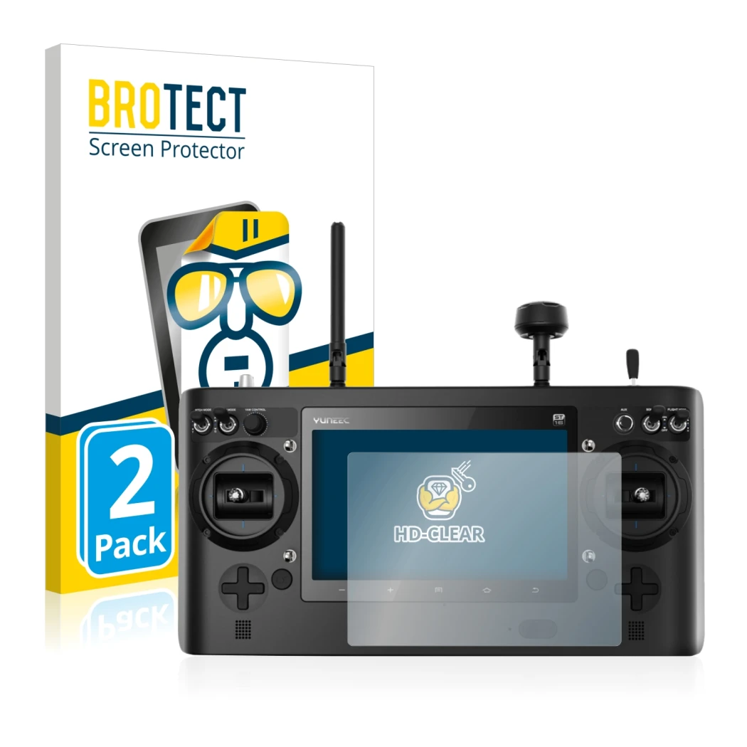 Parte frontale di una confezione del prodotto con il logo del marchio BROTECT. Accanto è raffigurato il dispositivo Yuneec ST1