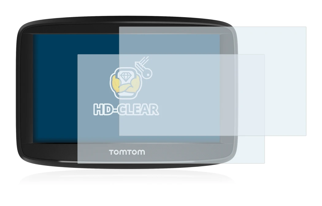 Immagine del dispositivo TomTom Start 52 con un'ampia varietà di protezioni per lo schermo.
