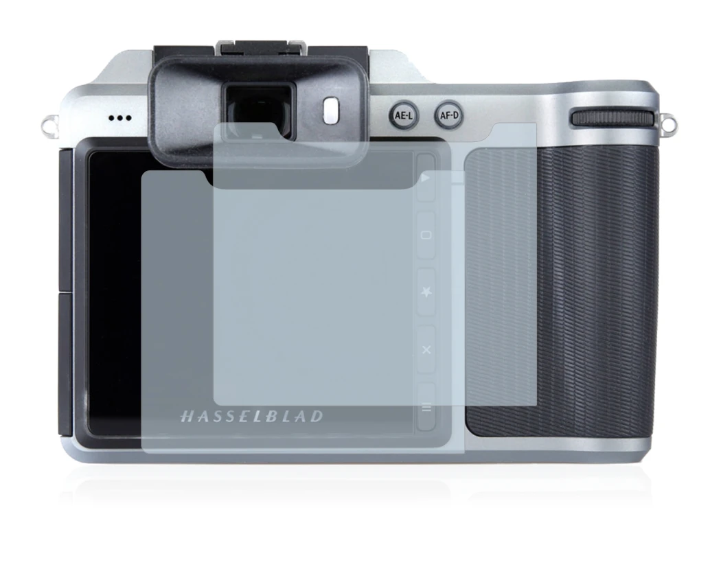 Immagine del dispositivo Hasselblad X1D-50c con un'ampia varietà di protezioni per lo schermo.