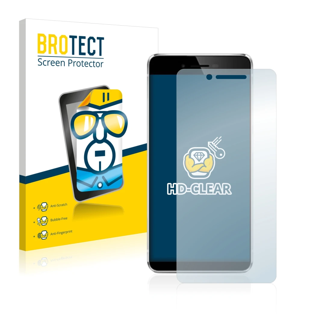 Parte frontale di una confezione del prodotto con il logo del marchio BROTECT. Accanto è raffigurato il dispositivo Vernee Mar