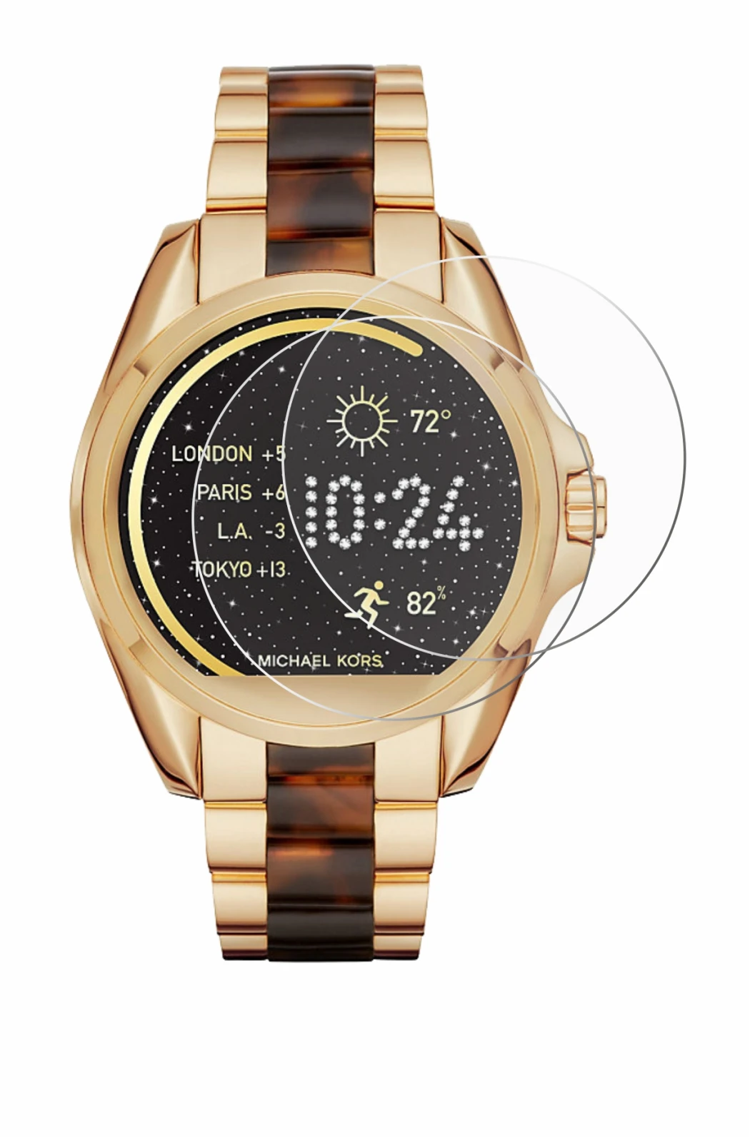 Immagine del dispositivo Michael Kors Access Bradshaw con un'ampia varietà di protezioni per lo schermo.