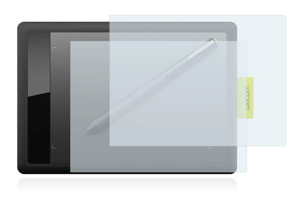 Immagine del dispositivo Wacom One s CTL-471 con un'ampia varietà di protezioni per lo schermo.