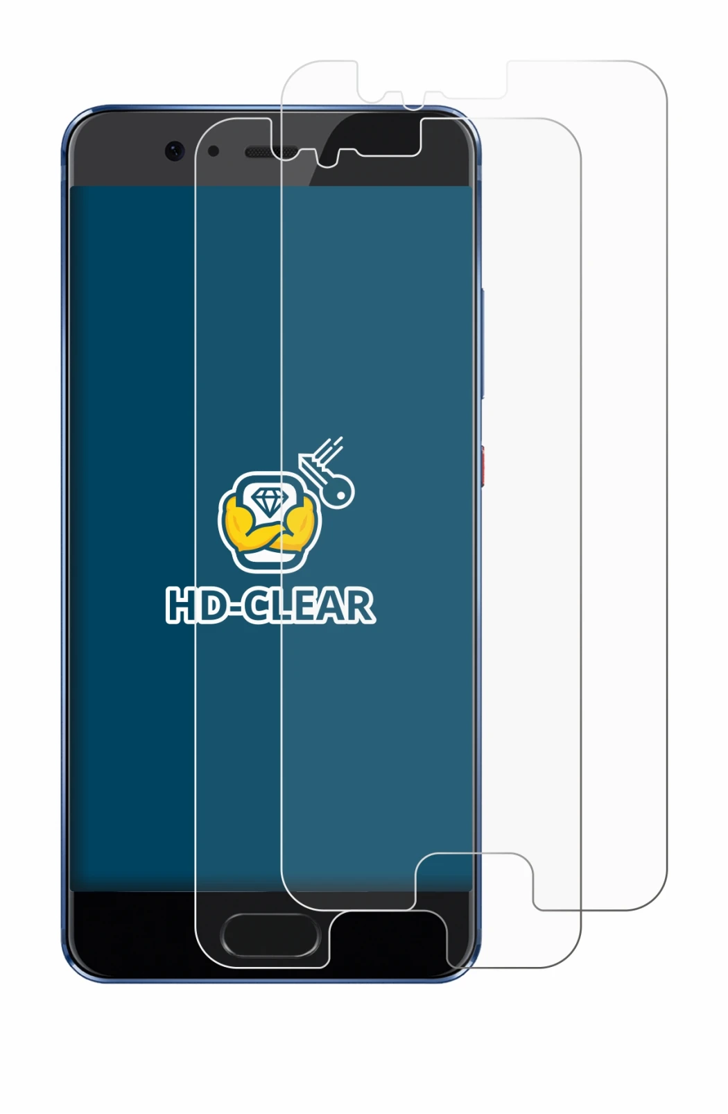 Immagine del dispositivo Huawei P10 con un'ampia varietà di protezioni per lo schermo.