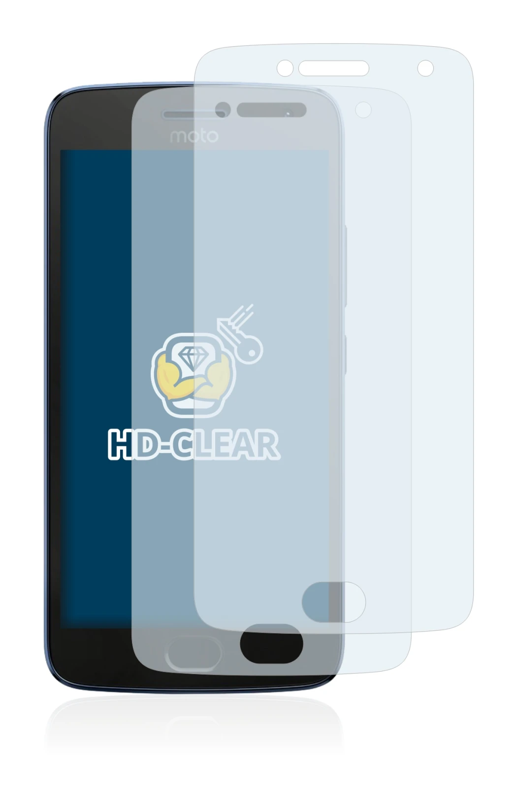 Immagine del dispositivo Motorola Moto G5 Plus con un'ampia varietà di protezioni per lo schermo.