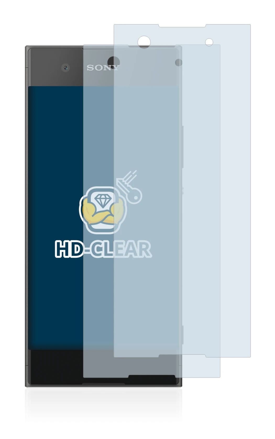 Immagine del dispositivo Sony Xperia XA1 con un'ampia varietà di protezioni per lo schermo.