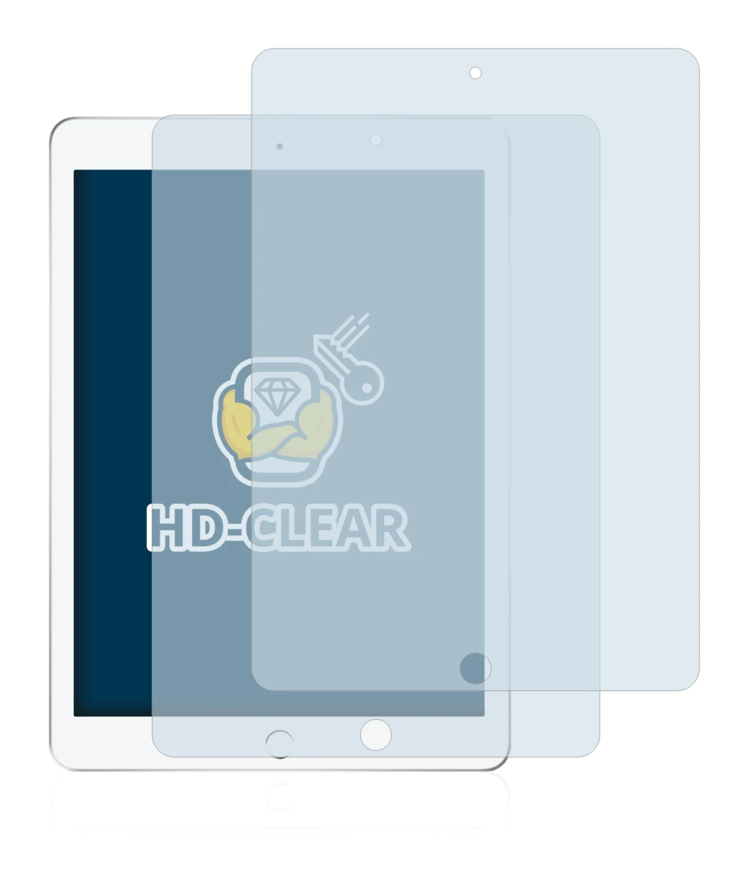 Immagine del dispositivo Apple iPad 9.7 2017 (5a. Gen.) con un'ampia varietà di protezioni per lo schermo.