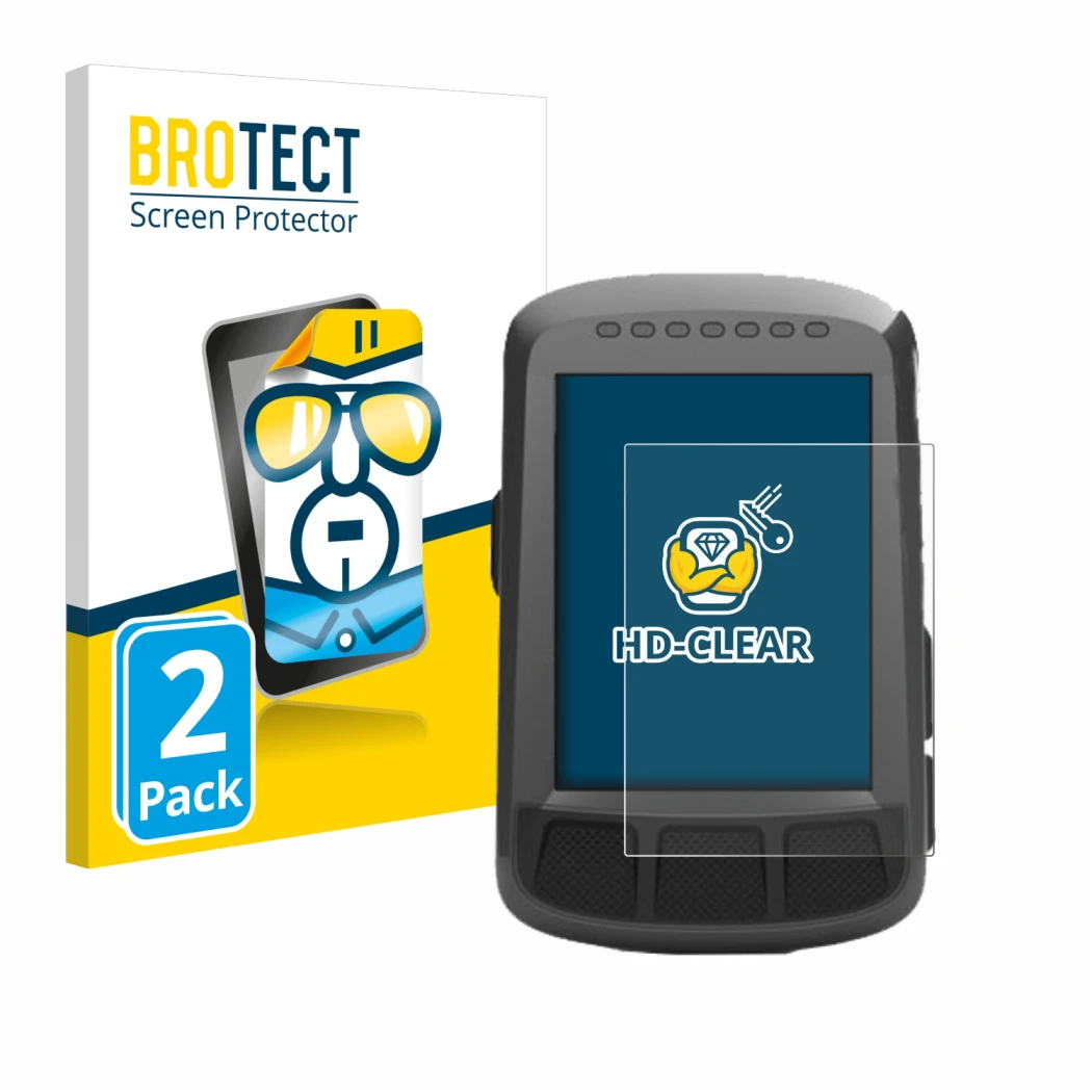 Parte frontale di una confezione del prodotto con il logo del marchio BROTECT. Accanto è raffigurato il dispositivo Wahoo Elem