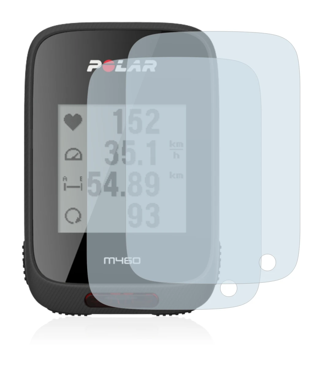 Immagine del dispositivo Polar M460 con un'ampia varietà di protezioni per lo schermo.