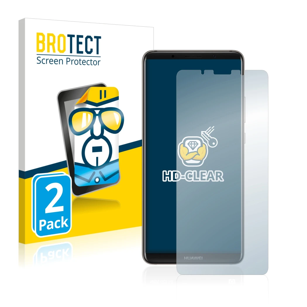 Parte frontale di una confezione del prodotto con il logo del marchio BROTECT. Accanto è raffigurato il dispositivo Huawei Mat