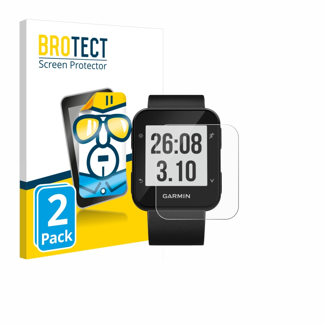 Parte frontale di una confezione del prodotto con il logo del marchio BROTECT. Accanto è raffigurato il dispositivo Garmin For
